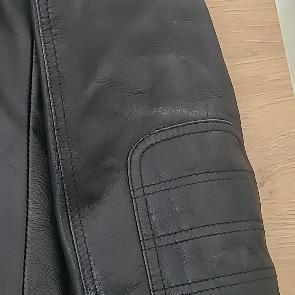 100% Genuine Leather Moto Biker Jacket Black Large - Picture 15 of 15